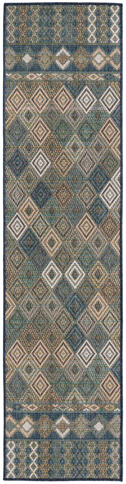 Navy Blue 2' x 7' 10 Baja Outdoor Runner Area Rug Weather Resistant for Patio, Deck, Terrace, Balcony, Porch 100% Polypropylene Modern Outside Decor for Sale at Rug Engine