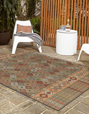 Multicolor 6' x 9' Baja Outdoor Rectangle Area Rug Weather Resistant for Patio, Deck, Terrace, Balcony, Porch 100% Polypropylene Modern Outside Decor for Sale at Rug Engine