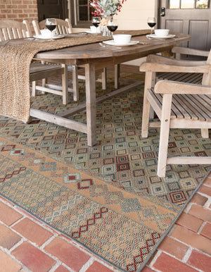 Multicolor 2' x 2' 11 Baja Outdoor Rectangle Area Rug Weather Resistant for Patio, Deck, Terrace, Balcony, Porch 100% Polypropylene Modern Outside Decor for Sale at Rug Engine