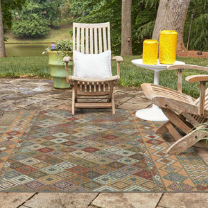 Multicolor 5' 3 x 5' 3 Baja Outdoor Square Area Rug Weather Resistant for Patio, Deck, Terrace, Balcony, Porch 100% Polypropylene Modern Outside Decor for Sale at Rug Engine