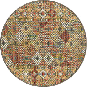 Multicolor 3' 3 x 3' 3 Baja Outdoor Round Area Rug Weather Resistant for Patio, Deck, Terrace, Balcony, Porch 100% Polypropylene Modern Outside Decor for Sale at Rug Engine