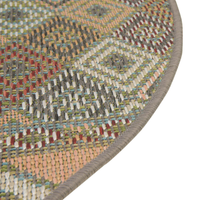 Multicolor 7' 10 x 7' 10 Baja Outdoor Round Area Rug Weather Resistant for Patio, Deck, Terrace, Balcony, Porch 100% Polypropylene Modern Outside Decor for Sale at Rug Engine