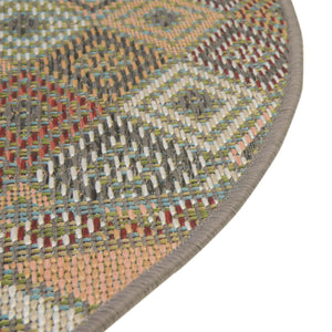 Multicolor 3' 3 x 3' 3 Baja Outdoor Round Area Rug Weather Resistant for Patio, Deck, Terrace, Balcony, Porch 100% Polypropylene Modern Outside Decor for Sale at Rug Engine