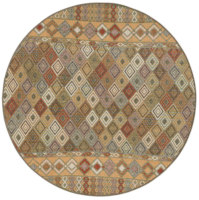 Multicolor 5' 3 x 5' 3 Baja Outdoor Round Area Rug Weather Resistant for Patio, Deck, Terrace, Balcony, Porch 100% Polypropylene Modern Outside Decor for Sale at Rug Engine
