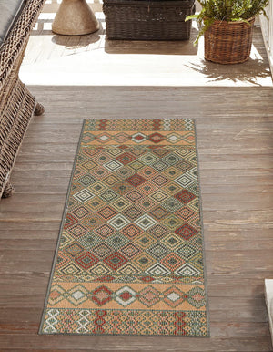 Multicolor 2' x 5' 11 Baja Outdoor Runner Area Rug Weather Resistant for Patio, Deck, Terrace, Balcony, Porch 100% Polypropylene Modern Outside Decor for Sale at Rug Engine
