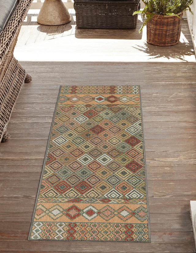 Multicolor 2' x 5' 11 Baja Outdoor Runner Area Rug Weather Resistant for Patio, Deck, Terrace, Balcony, Porch 100% Polypropylene Modern Outside Decor for Sale at Rug Engine