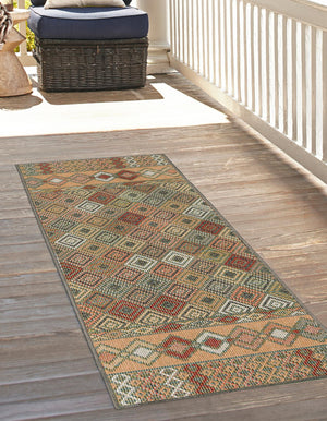 Multicolor 2' x 7' 10 Baja Outdoor Runner Area Rug Weather Resistant for Patio, Deck, Terrace, Balcony, Porch 100% Polypropylene Modern Outside Decor for Sale at Rug Engine