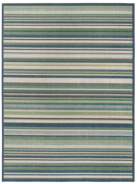Blue 7' 10 x 10' Baja Outdoor Rectangle Area Rug Weather Resistant for Patio, Deck, Terrace, Balcony, Porch 100% Polypropylene Modern Outside Decor for Sale at Rug Engine