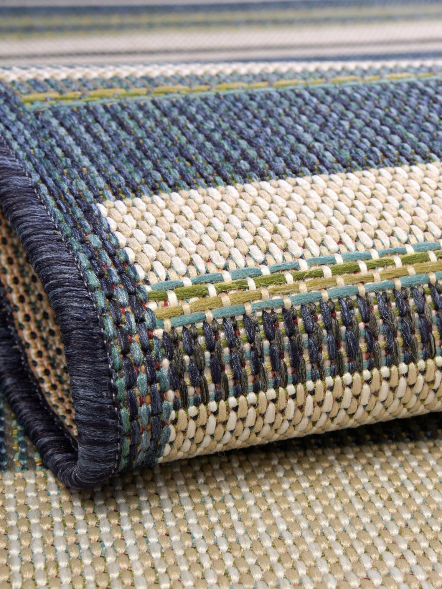 Blue 5' 3 x 7' 7 Baja Outdoor Rectangle Area Rug Weather Resistant for Patio, Deck, Terrace, Balcony, Porch 100% Polypropylene Modern Outside Decor for Sale at Rug Engine