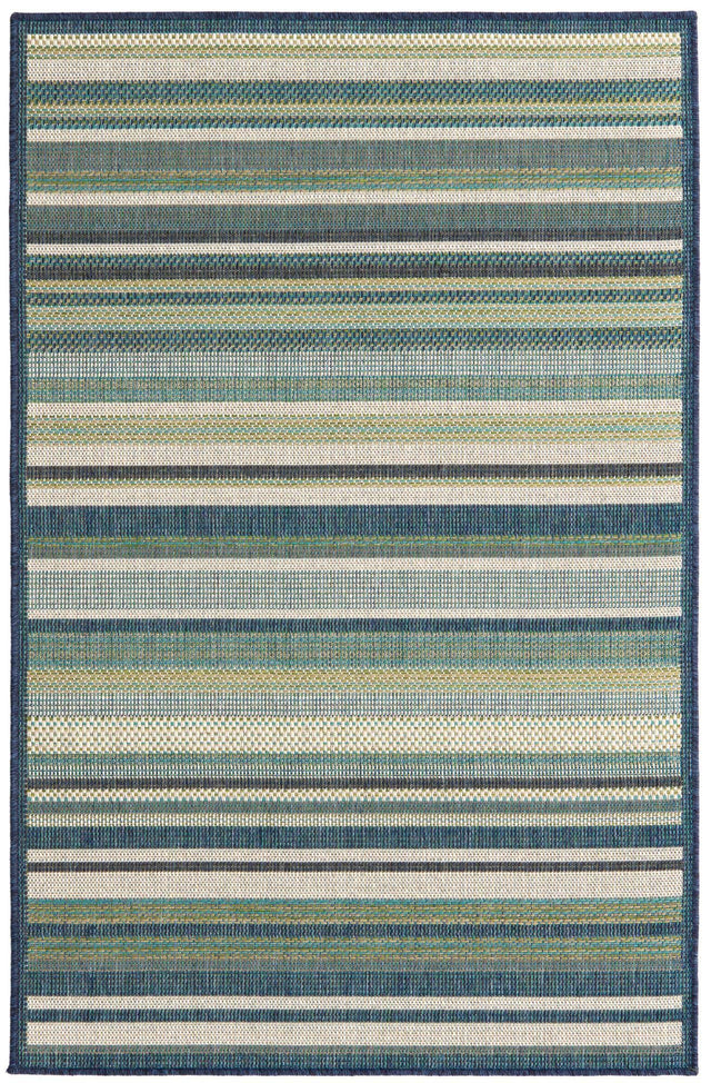 Blue 3' 11 x 5' 11 Baja Outdoor Rectangle Area Rug Weather Resistant for Patio, Deck, Terrace, Balcony, Porch 100% Polypropylene Modern Outside Decor for Sale at Rug Engine