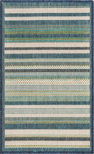 Blue 2' x 2' 11 Baja Outdoor Rectangle Area Rug Weather Resistant for Patio, Deck, Terrace, Balcony, Porch 100% Polypropylene Modern Outside Decor for Sale at Rug Engine
