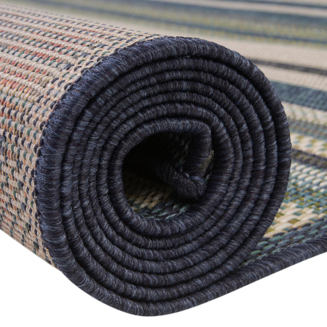 Blue 7' 10 x 7' 10 Baja Outdoor Square Area Rug Weather Resistant for Patio, Deck, Terrace, Balcony, Porch 100% Polypropylene Modern Outside Decor for Sale at Rug Engine