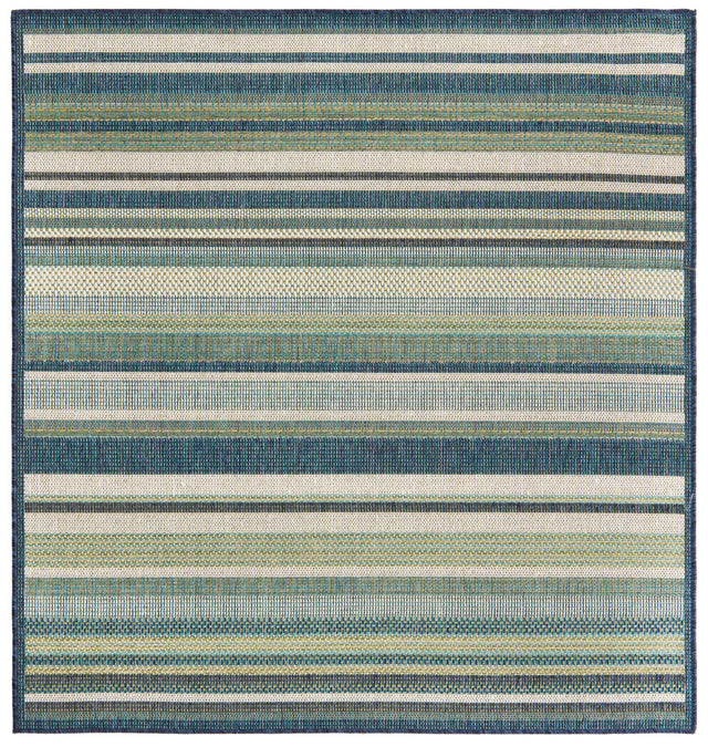 Blue 5' 3 x 5' 3 Baja Outdoor Square Area Rug Weather Resistant for Patio, Deck, Terrace, Balcony, Porch 100% Polypropylene Modern Outside Decor for Sale at Rug Engine