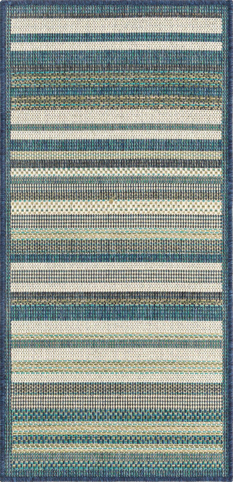 Blue 2' x 4' Baja Outdoor Runner Rug