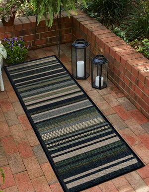 Blue 2' x 7' 10 Baja Outdoor Runner Area Rug Weather Resistant for Patio, Deck, Terrace, Balcony, Porch 100% Polypropylene Modern Outside Decor for Sale at Rug Engine