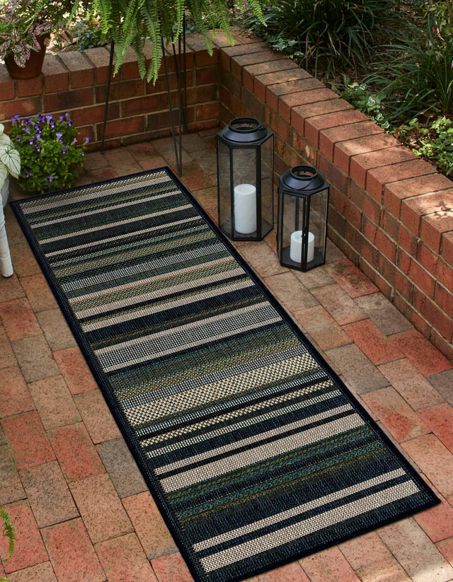 Blue 2' x 7' 10 Baja Outdoor Runner Area Rug Weather Resistant for Patio, Deck, Terrace, Balcony, Porch 100% Polypropylene Modern Outside Decor for Sale at Rug Engine