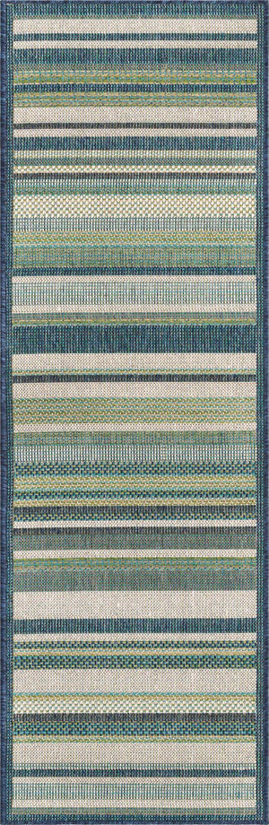 Blue 2' x 5' 11 Baja Outdoor Runner Area Rug Weather Resistant for Patio, Deck, Terrace, Balcony, Porch 100% Polypropylene Modern Outside Decor for Sale at Rug Engine