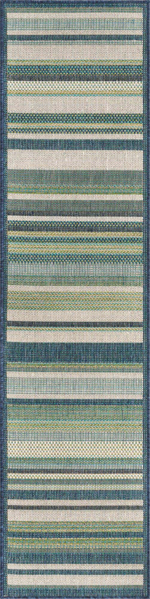 Blue 2' x 7' 10 Baja Outdoor Runner Area Rug Weather Resistant for Patio, Deck, Terrace, Balcony, Porch 100% Polypropylene Modern Outside Decor for Sale at Rug Engine