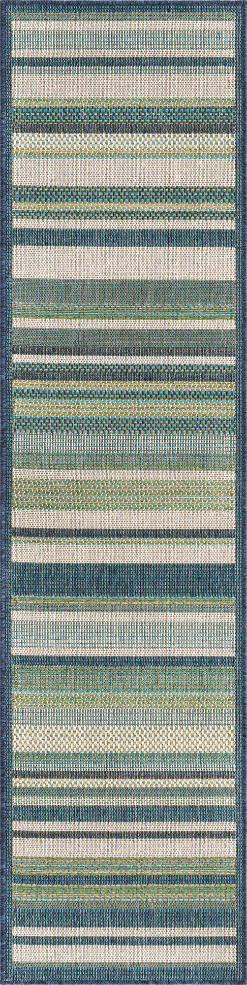 Blue 2' x 7' 10 Baja Outdoor Runner Area Rug Weather Resistant for Patio, Deck, Terrace, Balcony, Porch 100% Polypropylene Modern Outside Decor for Sale at Rug Engine