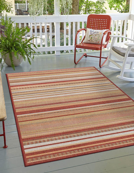 Burgundy 5' 3 x 8' Baja Outdoor Rectangle Rug