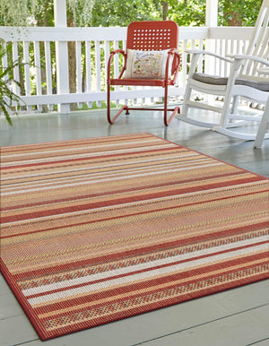Burgundy 5' 3 x 8' Baja Outdoor Rectangle Rug