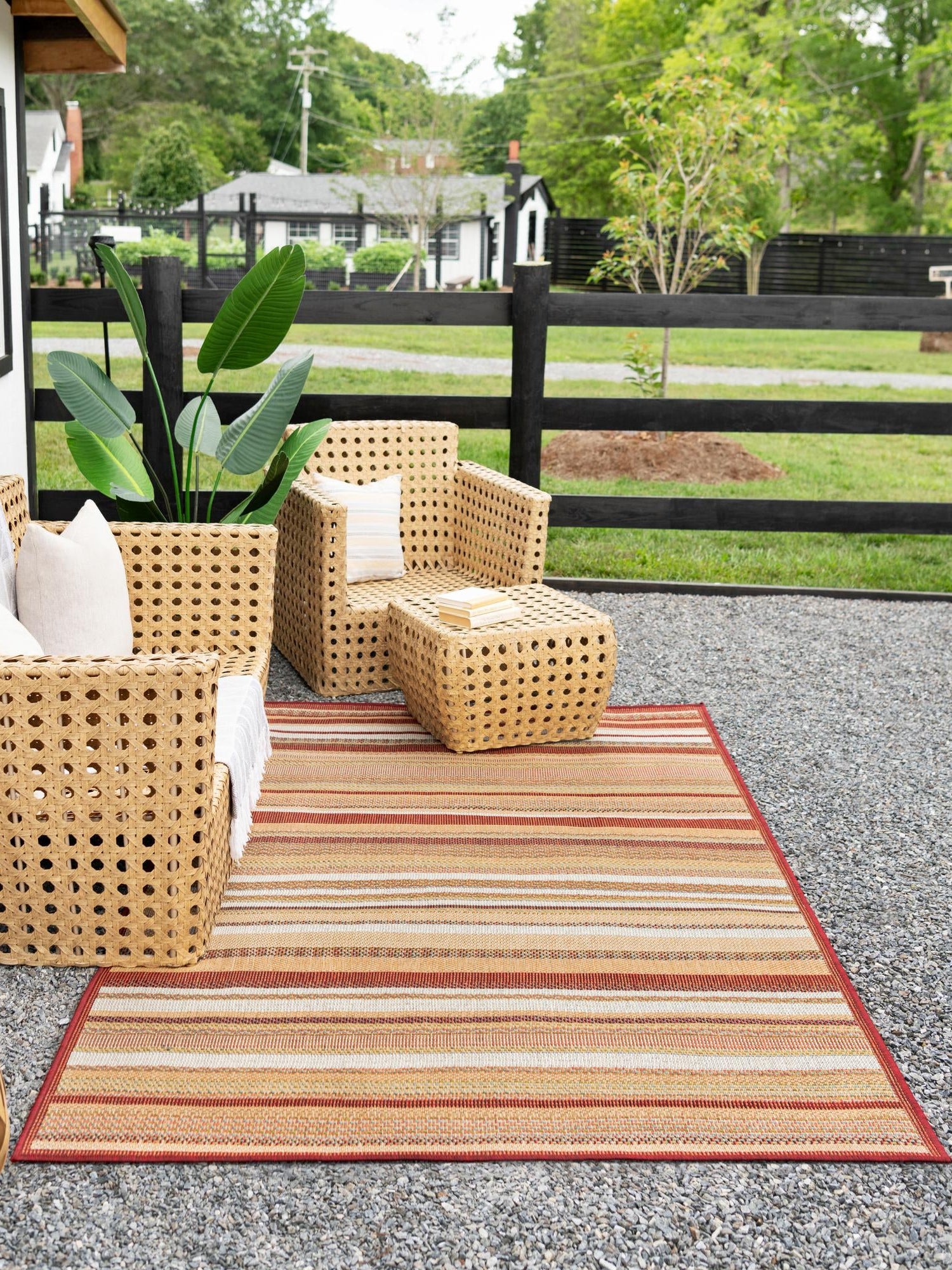 Burgundy 2' x 2' 11 Baja Outdoor Rectangle Area Rug Weather Resistant for Patio, Deck, Terrace, Balcony, Porch 100% Polypropylene Modern Outside Decor for Sale at Rug Engine