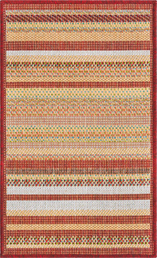 Burgundy 2' x 2' 11 Baja Outdoor Rectangle Area Rug Weather Resistant for Patio, Deck, Terrace, Balcony, Porch 100% Polypropylene Modern Outside Decor for Sale at Rug Engine