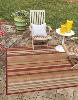 Burgundy 7' 10 x 7' 10 Baja Outdoor Square Area Rug Weather Resistant for Patio, Deck, Terrace, Balcony, Porch 100% Polypropylene Modern Outside Decor for Sale at Rug Engine