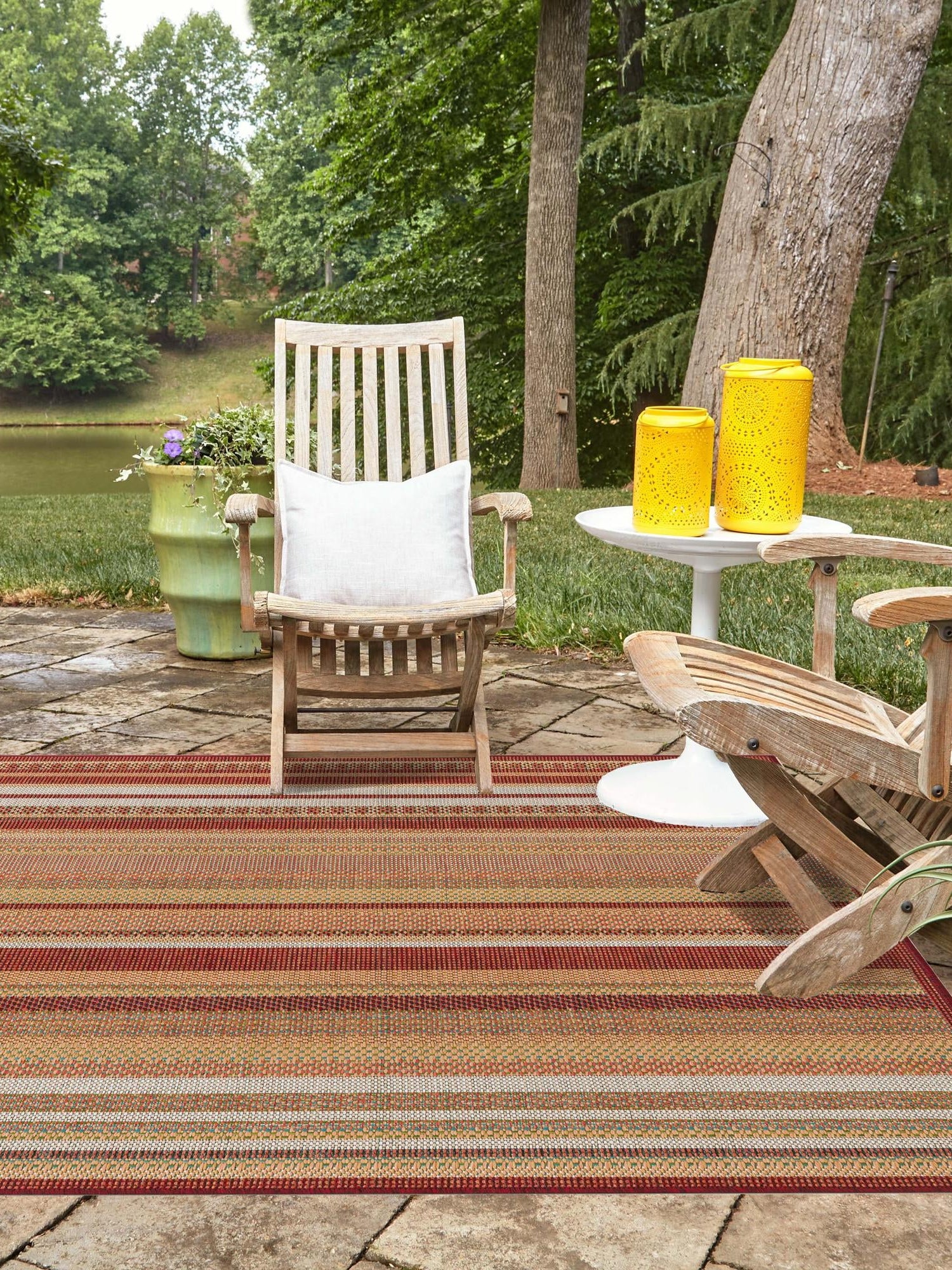 Burgundy 7' 10 x 7' 10 Baja Outdoor Square Area Rug Weather Resistant for Patio, Deck, Terrace, Balcony, Porch 100% Polypropylene Modern Outside Decor for Sale at Rug Engine
