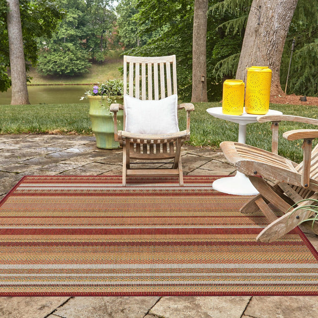 Burgundy 5' 3 x 5' 3 Baja Outdoor Square Area Rug Weather Resistant for Patio, Deck, Terrace, Balcony, Porch 100% Polypropylene Modern Outside Decor for Sale at Rug Engine