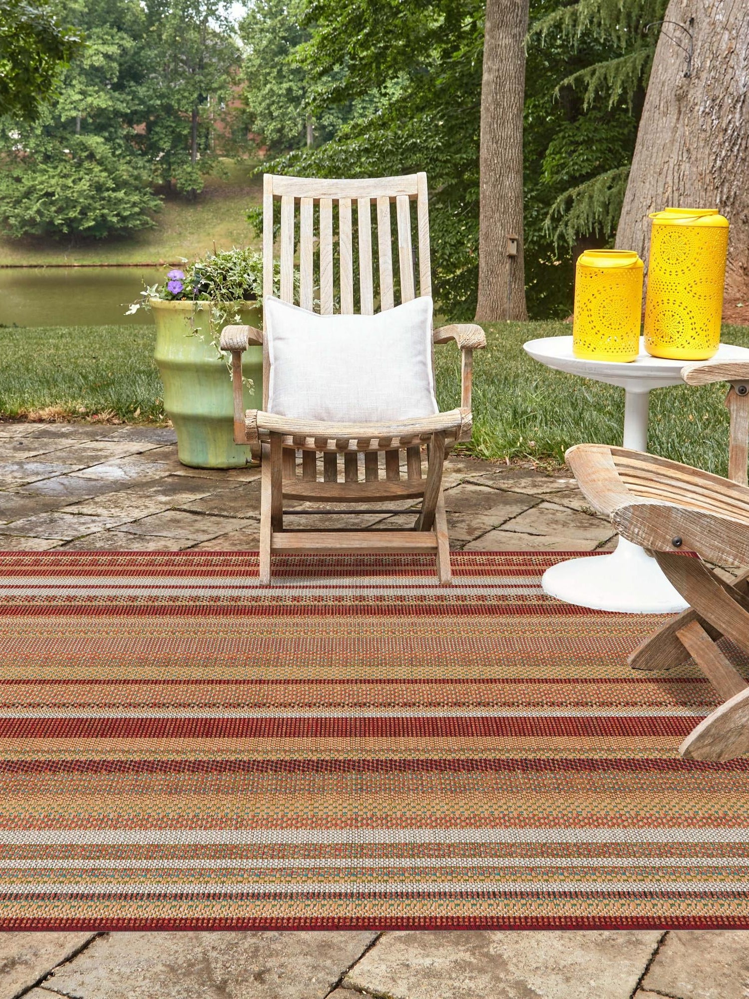 Burgundy 7' 10 x 7' 10 Baja Outdoor Square Area Rug Weather Resistant for Patio, Deck, Terrace, Balcony, Porch 100% Polypropylene Modern Outside Decor for Sale at Rug Engine