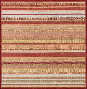 Burgundy 5' 3 x 5' 3 Baja Outdoor Square Area Rug Weather Resistant for Patio, Deck, Terrace, Balcony, Porch 100% Polypropylene Modern Outside Decor for Sale at Rug Engine