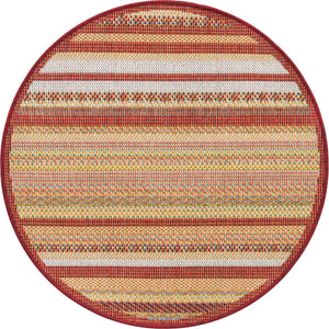 Burgundy 3' 3 x 3' 3 Baja Outdoor Round Area Rug Weather Resistant for Patio, Deck, Terrace, Balcony, Porch 100% Polypropylene Modern Outside Decor for Sale at Rug Engine