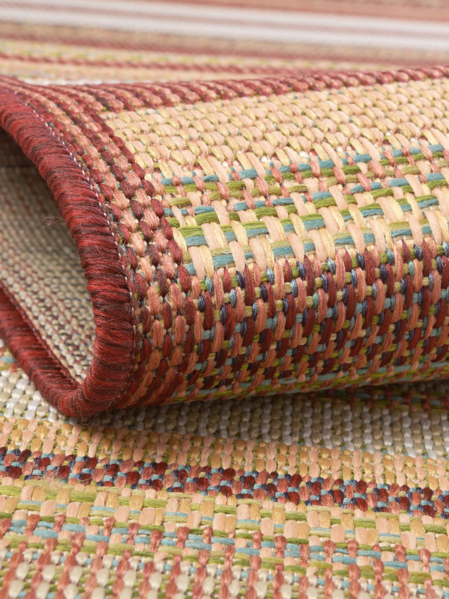 Burgundy 5' 3 x 5' 3 Baja Outdoor Round Area Rug Weather Resistant for Patio, Deck, Terrace, Balcony, Porch 100% Polypropylene Modern Outside Decor for Sale at Rug Engine