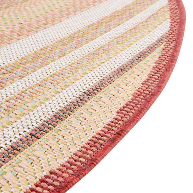 Burgundy 7' 10 x 7' 10 Baja Outdoor Round Area Rug Weather Resistant for Patio, Deck, Terrace, Balcony, Porch 100% Polypropylene Modern Outside Decor for Sale at Rug Engine