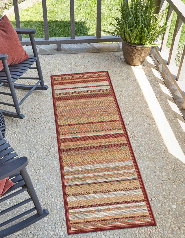 Burgundy 2' x 5' 11 Baja Outdoor Runner Area Rug Weather Resistant for Patio, Deck, Terrace, Balcony, Porch 100% Polypropylene Modern Outside Decor for Sale at Rug Engine