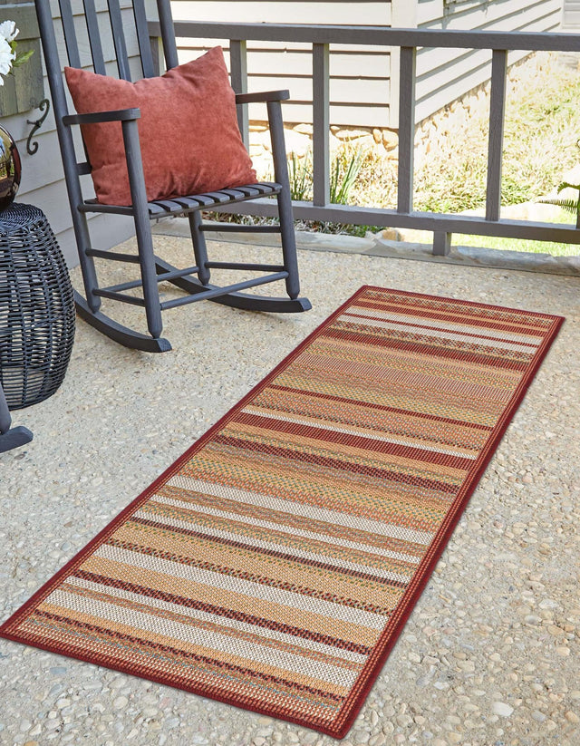 Burgundy 2' x 7' 10 Baja Outdoor Runner Area Rug Weather Resistant for Patio, Deck, Terrace, Balcony, Porch 100% Polypropylene Modern Outside Decor for Sale at Rug Engine