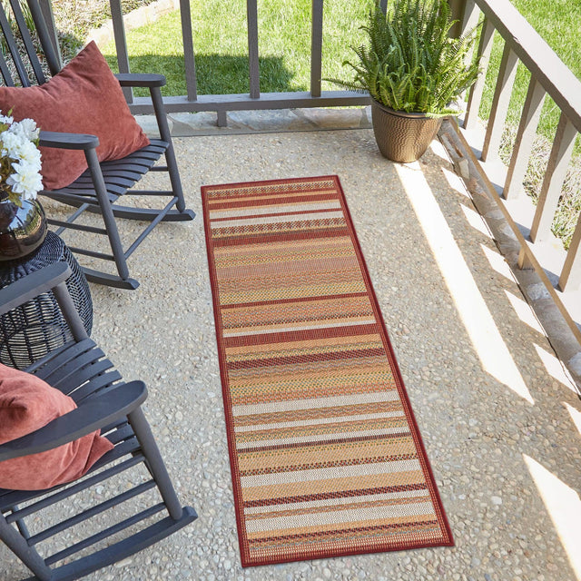 Burgundy 2' x 3' 11 Baja Outdoor Runner Area Rug Weather Resistant for Patio, Deck, Terrace, Balcony, Porch 100% Polypropylene Modern Outside Decor for Sale at Rug Engine