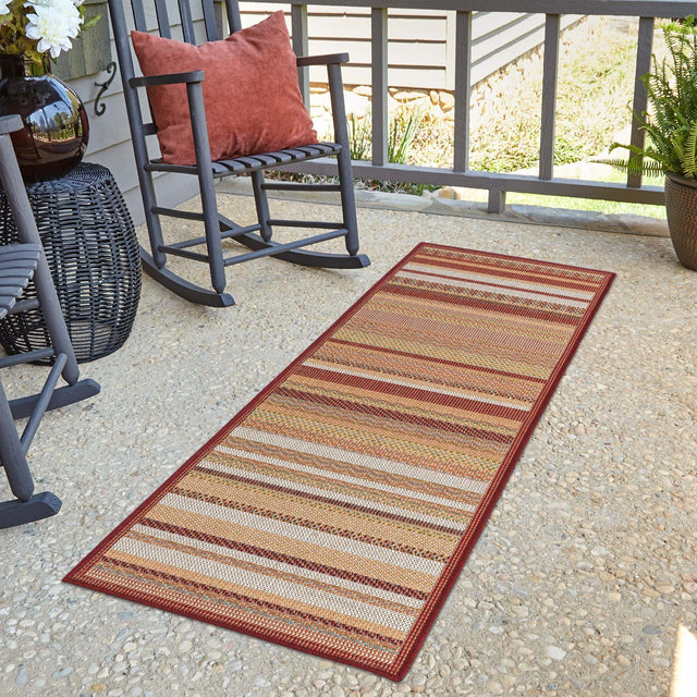 Burgundy 2' x 3' 11 Baja Outdoor Runner Area Rug Weather Resistant for Patio, Deck, Terrace, Balcony, Porch 100% Polypropylene Modern Outside Decor for Sale at Rug Engine