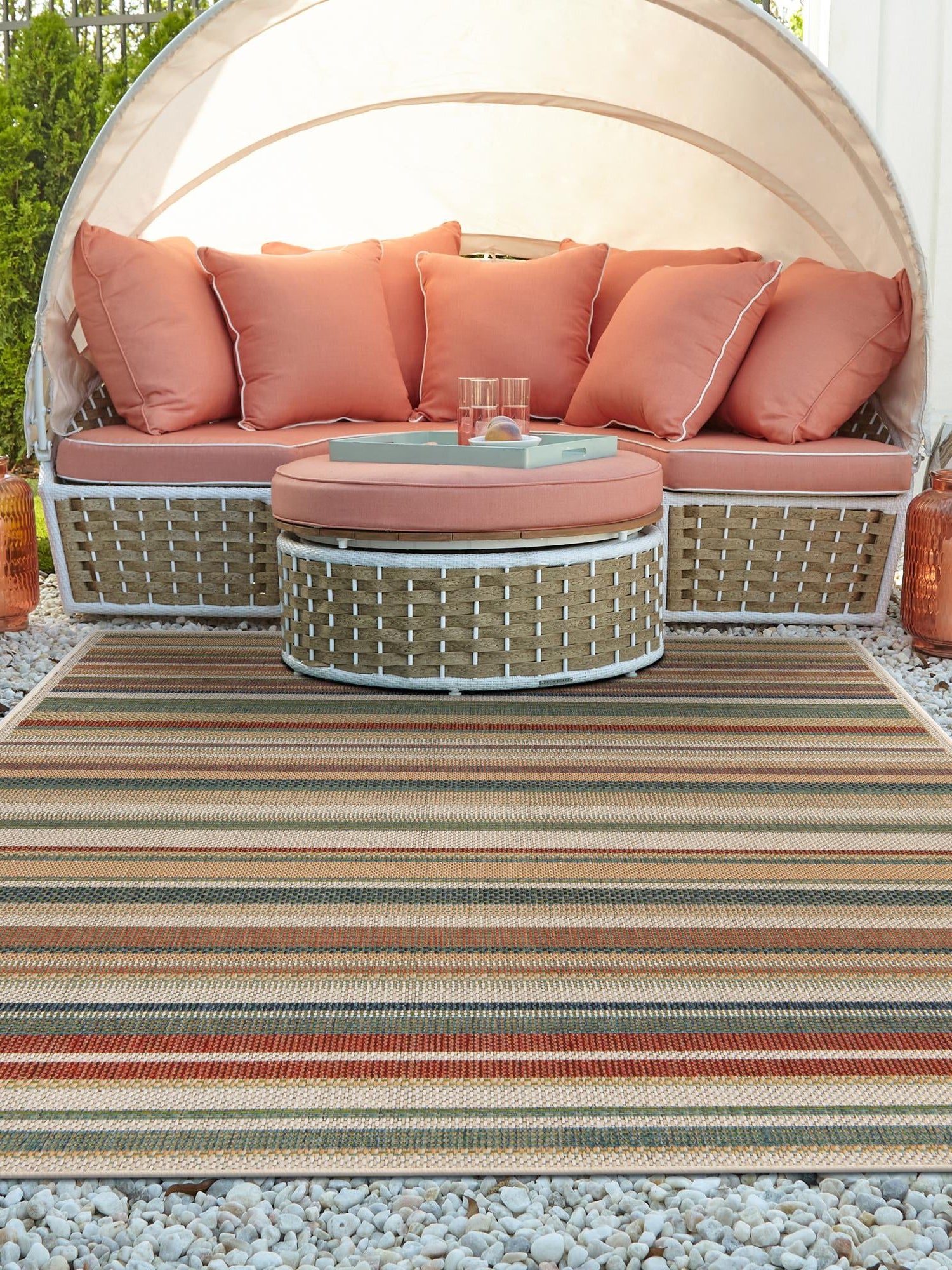 Multicolor 5' 3 x 7' 7 Baja Outdoor Rectangle Area Rug Weather Resistant for Patio, Deck, Terrace, Balcony, Porch 100% Polypropylene Modern Outside Decor for Sale at Rug Engine