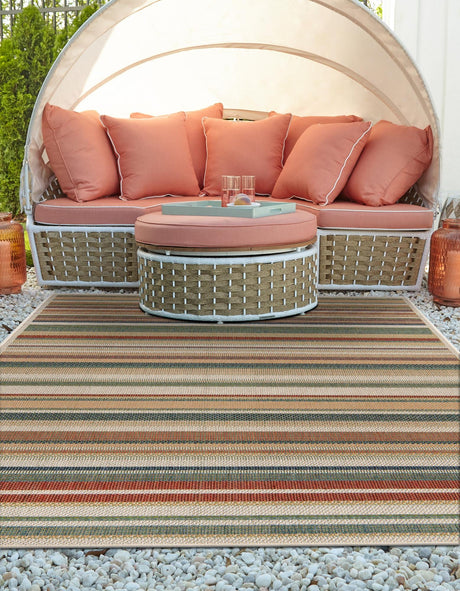 Multicolor 5' 3 x 7' 7 Baja Outdoor Rectangle Area Rug Weather Resistant for Patio, Deck, Terrace, Balcony, Porch 100% Polypropylene Modern Outside Decor for Sale at Rug Engine