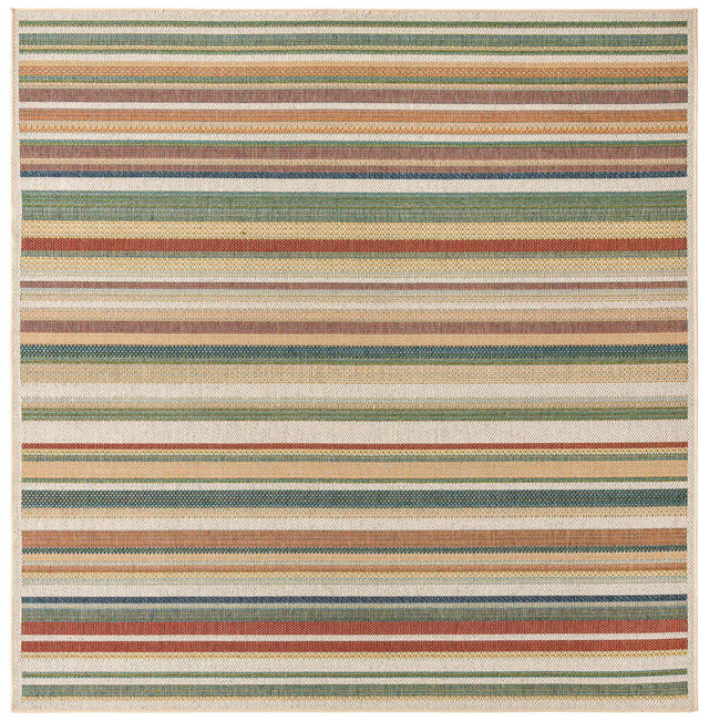 Multicolor 7' 10 x 7' 10 Baja Outdoor Square Area Rug Weather Resistant for Patio, Deck, Terrace, Balcony, Porch 100% Polypropylene Modern Outside Decor for Sale at Rug Engine