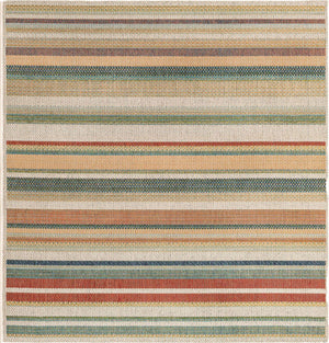 Multicolor 5' 3 x 5' 3 Baja Outdoor Square Area Rug Weather Resistant for Patio, Deck, Terrace, Balcony, Porch 100% Polypropylene Modern Outside Decor for Sale at Rug Engine