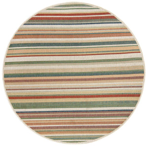 Multicolor 7' 10 x 7' 10 Baja Outdoor Round Area Rug Weather Resistant for Patio, Deck, Terrace, Balcony, Porch 100% Polypropylene Modern Outside Decor for Sale at Rug Engine