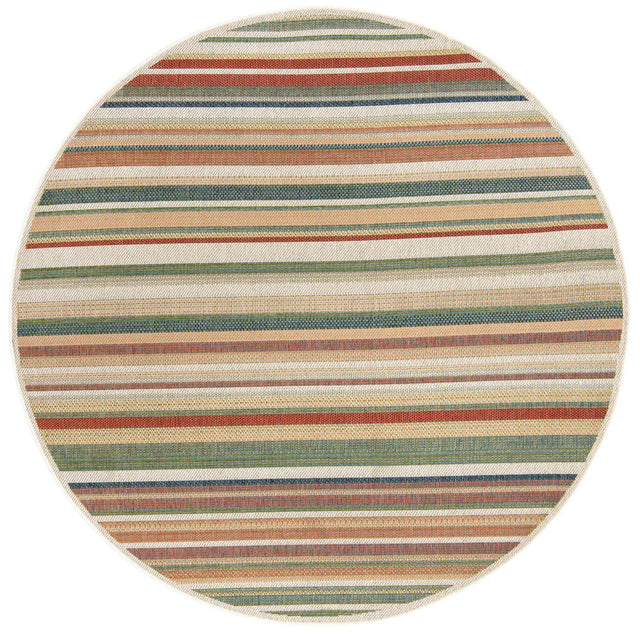 Multicolor 7' 10 x 7' 10 Baja Outdoor Round Area Rug Weather Resistant for Patio, Deck, Terrace, Balcony, Porch 100% Polypropylene Modern Outside Decor for Sale at Rug Engine