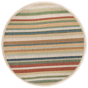 Multicolor 3' 3 x 3' 3 Baja Outdoor Round Area Rug Weather Resistant for Patio, Deck, Terrace, Balcony, Porch 100% Polypropylene Modern Outside Decor for Sale at Rug Engine