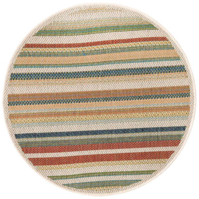 Multicolor 3' 3 x 3' 3 Baja Outdoor Round Area Rug Weather Resistant for Patio, Deck, Terrace, Balcony, Porch 100% Polypropylene Modern Outside Decor for Sale at Rug Engine