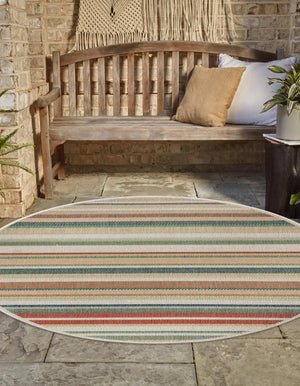 Multicolor 7' 10 x 7' 10 Baja Outdoor Round Area Rug Weather Resistant for Patio, Deck, Terrace, Balcony, Porch 100% Polypropylene Modern Outside Decor for Sale at Rug Engine