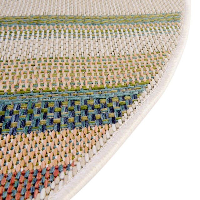 Multicolor 5' 3 x 5' 3 Baja Outdoor Round Area Rug Weather Resistant for Patio, Deck, Terrace, Balcony, Porch 100% Polypropylene Modern Outside Decor for Sale at Rug Engine