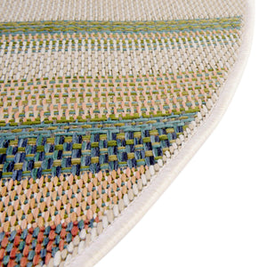 Multicolor 3' 3 x 3' 3 Baja Outdoor Round Area Rug Weather Resistant for Patio, Deck, Terrace, Balcony, Porch 100% Polypropylene Modern Outside Decor for Sale at Rug Engine